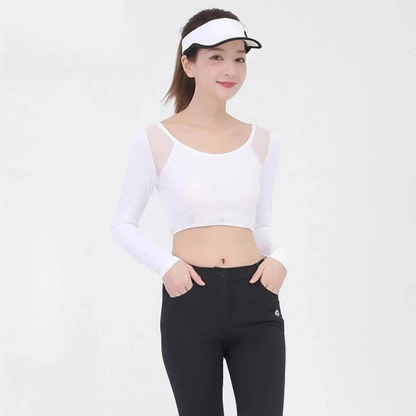 Women's Golf Sunscreen Primer Ice Silk Half Length Long Sleeved Shirts Underwear Season Clothing YF203
