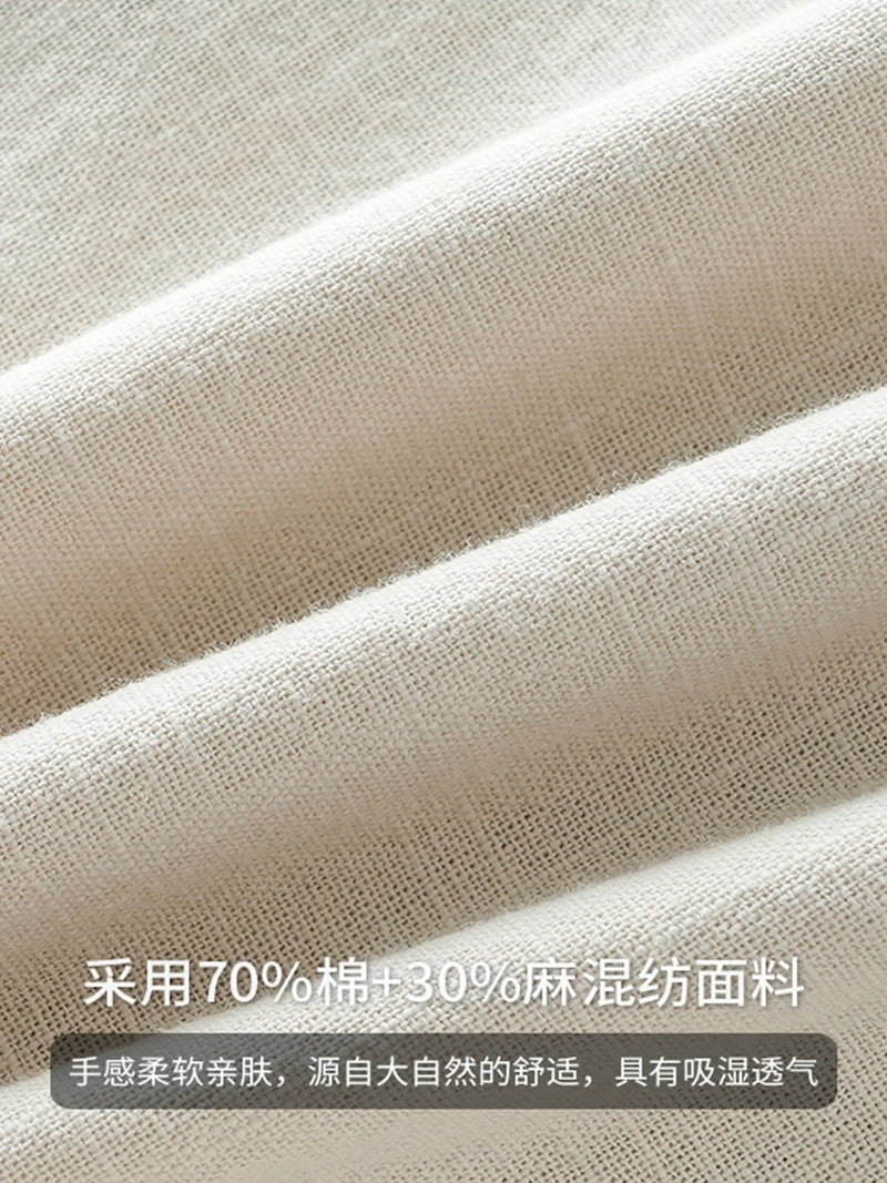 DUKEEN Breathable Linen Pants Men 2025 Summer Fashion Thin Ankle-Length Pants Elastic Waist Straight-Leg Men's Clothing