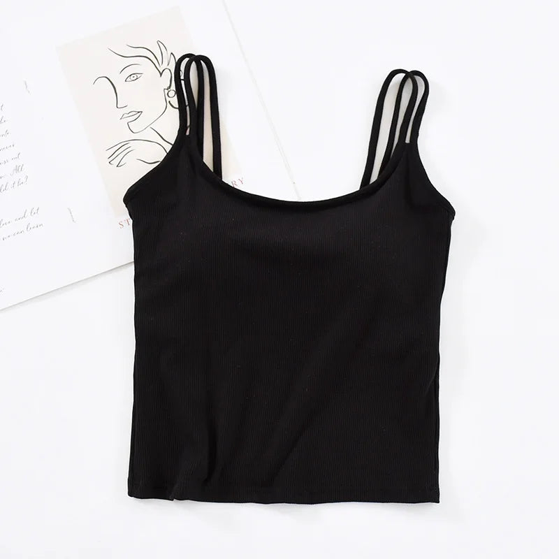 New Modal Soft Sleepwear Top for Women Breast Pad Sexy One Piece Pajamas Sling Sleeveless Vest Bottoming Wear Night Underwear