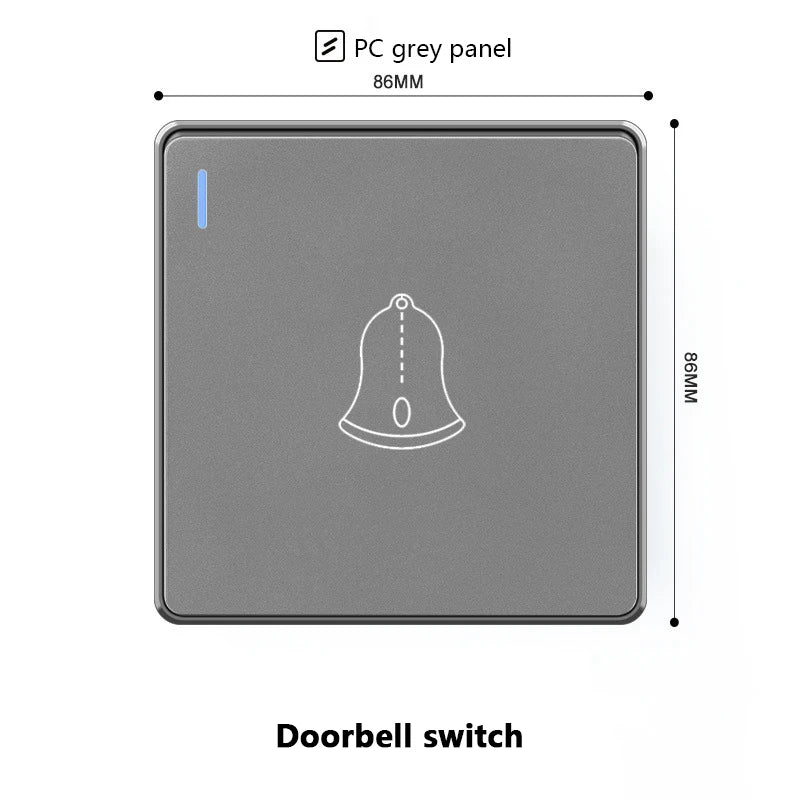 Wall Doorbell Switch Reset Push Button Wire drawing Panel,EU/UK/US/Standard Home hotel doorbell Automatic reset button switch 86