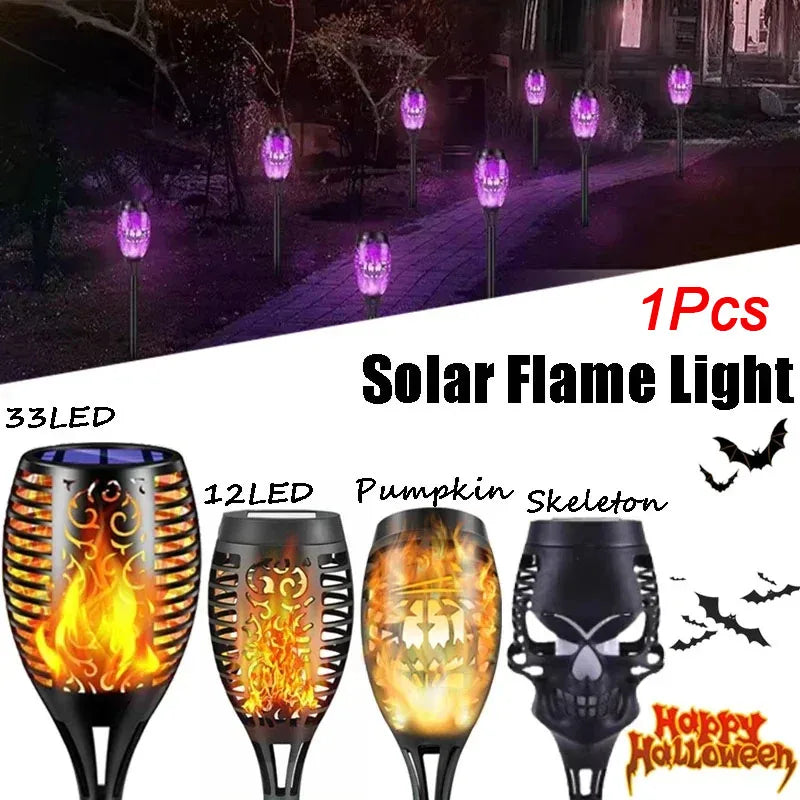 1 PCS Solar Garden Flame Lights Flickering Flame Lamp Outdoor Lawn Light Waterproof Courtyard Helloween Decoration Lighting