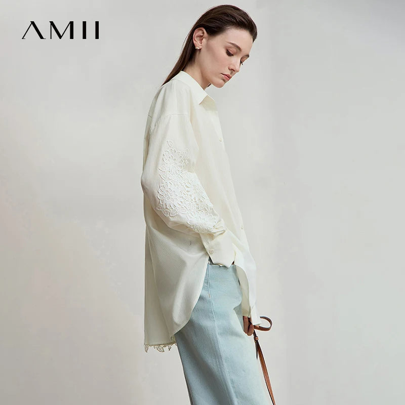អាវក្រៅការិយាល័យ AMII ឆ្នាំ ២០២៥ អាវក្រៅរលុង កអាវបត់ចុះ ដៃអាវទម្លាក់ សម្លៀកបំពាក់នារី 12553077