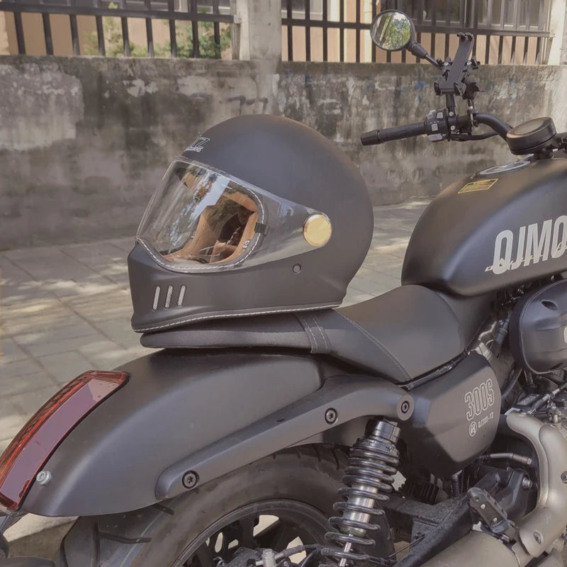 ORZ-MY83 Retro motorcycle helmet, retro coffee racing, full face, DOT certification, JET