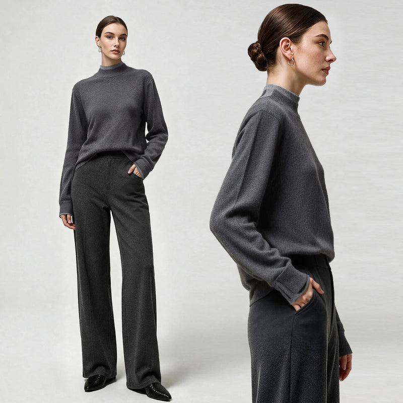 Amii Women's Turtleneck Sweater Faux Layered Color Block Minimalist Casual Knit Tops Woman Autumn Pullovers Sweaters 12623086