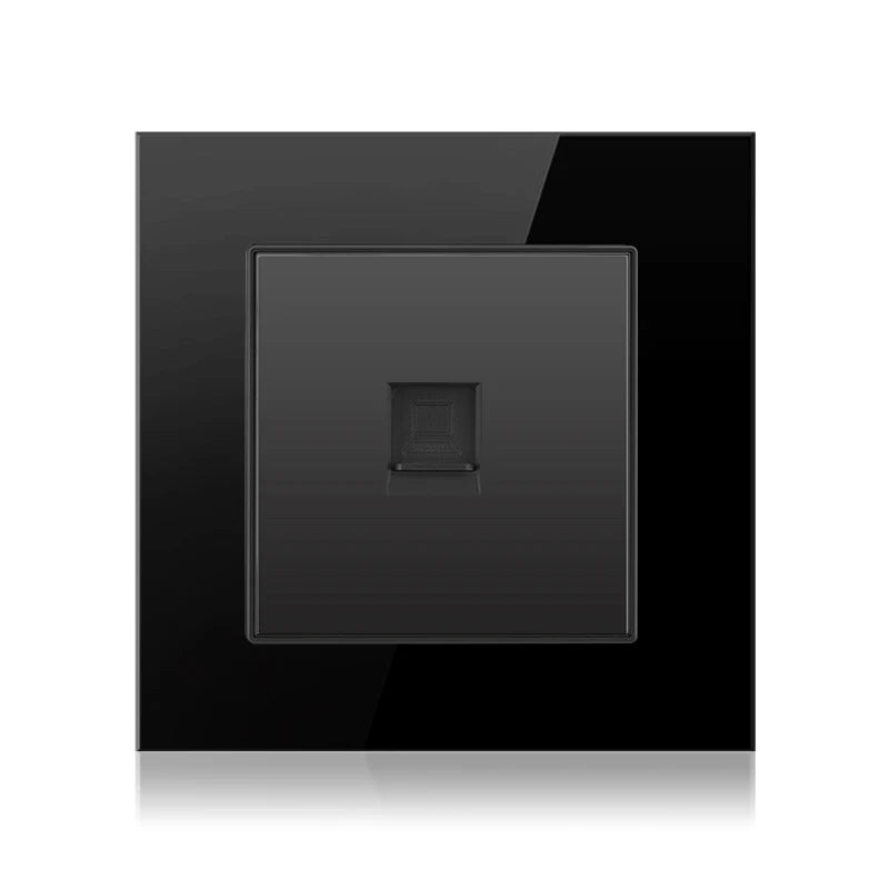 Cat6 Rj45 Wall Socket Network Socket With TV Wall Data Double Socket Telephone Tempered Glass Panel Computer Wall Net Outlet