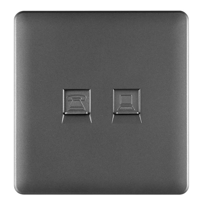 ZoeRax Ethernet Faceplate Single 1-Port/Double 2-Way RJ45 Socket Wall Plate for Ethernet Cable Networking Socket Box, 86x90mm Grey 2 Port CHINA