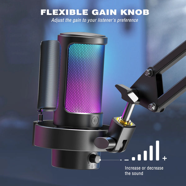 មីក្រូហ្វូន USB FIFINE សម្រាប់ថត និងផ្សាយលើកុំព្យូទ័រ/Mac ជាមួយ Pop Filter, បិទសំឡេងរហ័ស និងរន្ធដោតមីក្រូហ្វូន 3.5mm, មីក្រូហ្វូនជាមួយរបៀប RGB 3 -A8