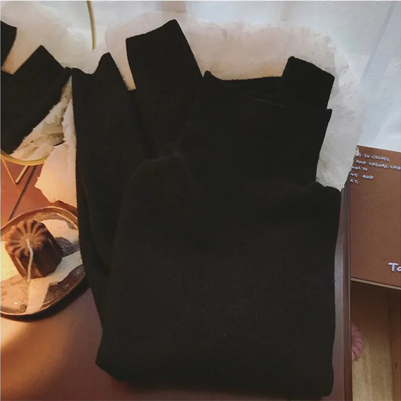 Solid Color High Neck Sweater For Women 2026 Spring Autumn Pollovers Top Female Bottoming Jumper Basic Shirt Pull Femme