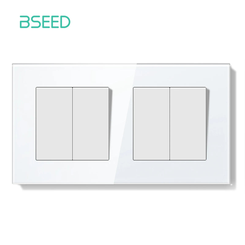 BSEED E Series Mechanical Button Switch 1/2Gang 1Way Double Light Switch Triple Toggle Switch Glass Panel Switch On Off 250V