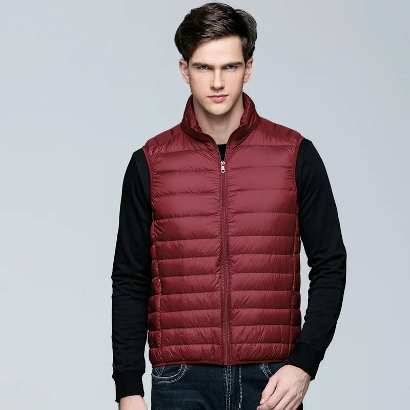 Green Mens Light/Thin Sleeveless Vest Jacket,Stand Up Collar Zipper Switch Waistcoat,Asian Size,Wine Red Gray Royal Blue Black