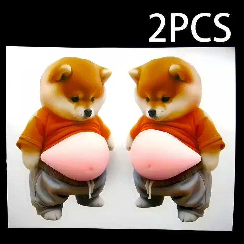2-Pack 3D Shiba Inu Stickers, Self-Adhesive Decals for Phone, Laptop, Car, Gift for Pet Lovers