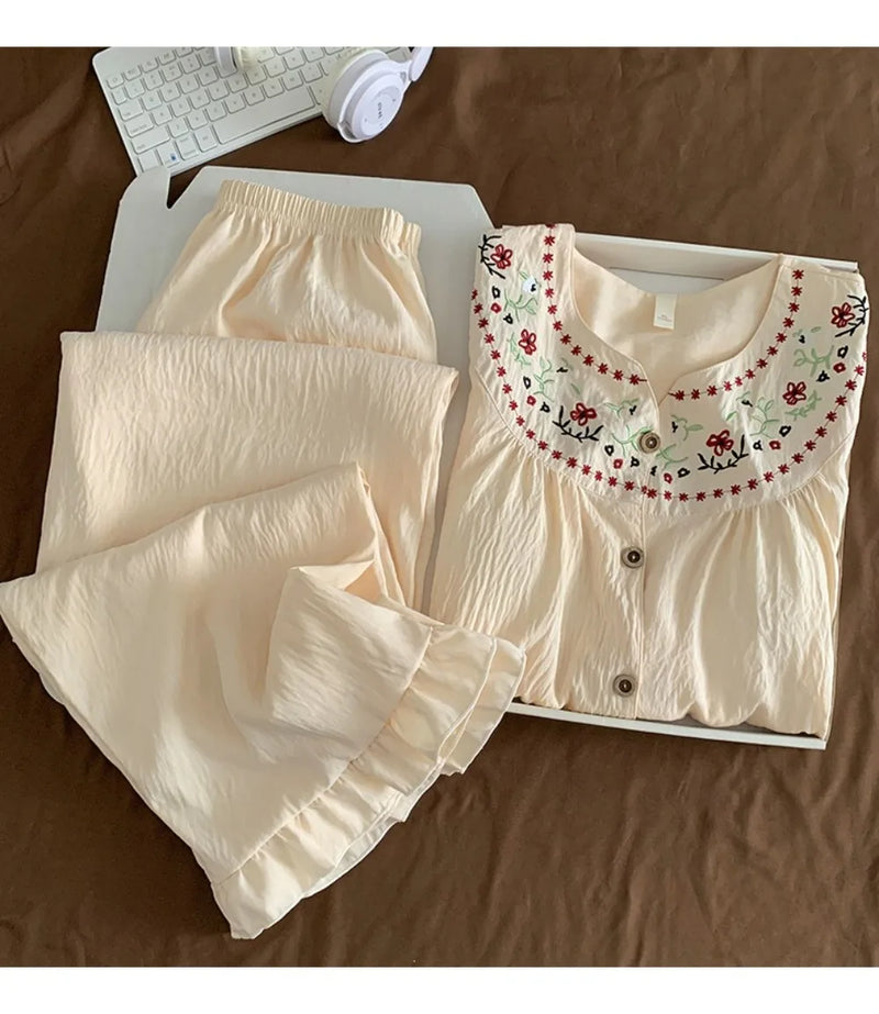 Elegant Chest Pads Sleepwear Women's Nightwear Set Spring Autumn Comfort for Homewear Long-Sleeved Pajamas for Women Home Wear