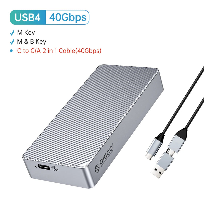 ORICO 40Gbps M.2 NVMe SSD Enclosure USB4 PCIe3.0x4 USB C Aluminum External Adapter Compatible with Thunderbolt 3 4 Tool Free