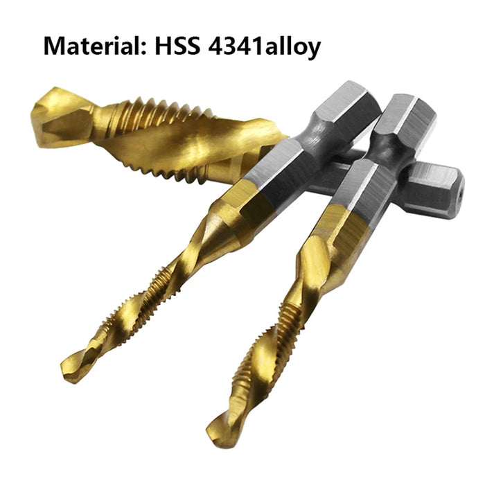 NEW Tap Drill Bit Set Hex Shank Titanium Plated HSS Screw Thread Bit Screw Machine Compound Tap M3 M4 M5 M6 M8 M10 Hand Tools