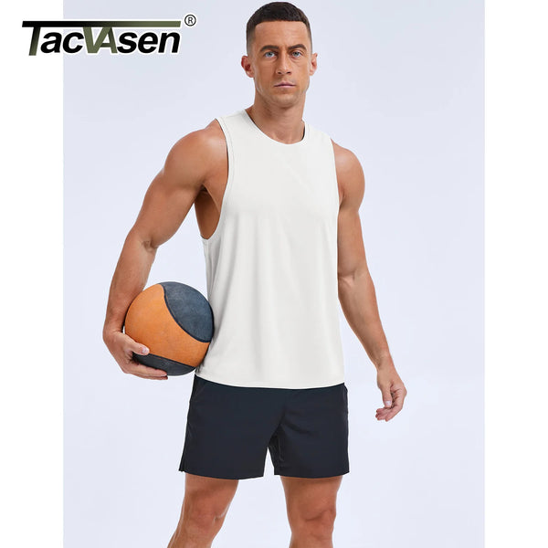 TACVASEN Summer Dry Fit Muscle Tank Tops Mens Workout Sleeveless Cut off Shirts Gym Fitness Bodybuilding Vest Athletic Tank Tops