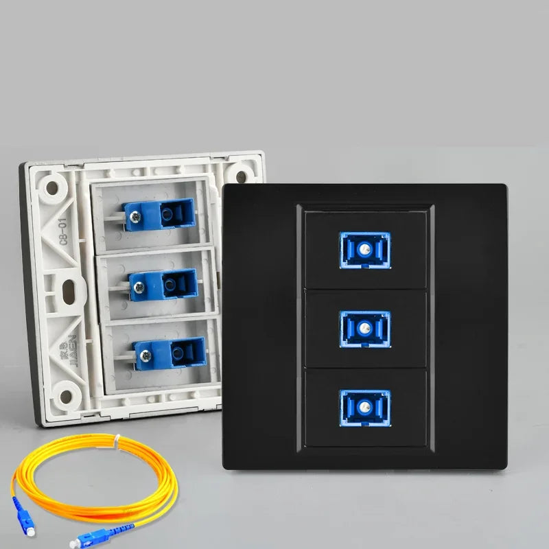 Depoguye Wall-mounted one port fiber optic information socket panel, SC fiber optic wall connector panel with fiber optic cable