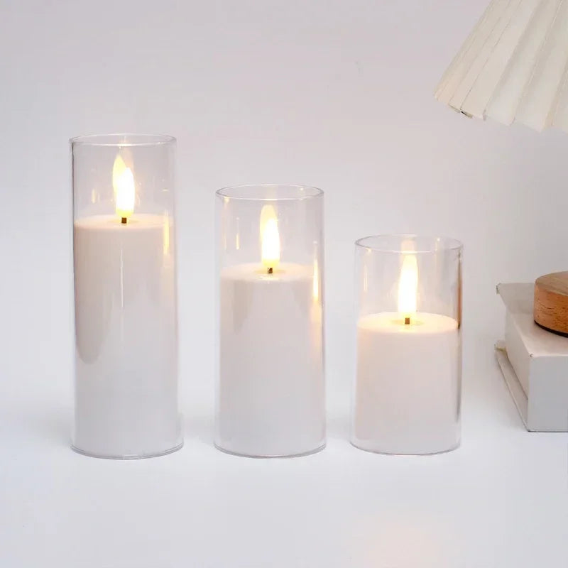 LED Lights for Home Electronic Candle LED Candle Decor Clear Acrylic Candle Full Set Remote Control Timer for Christmas Wedding