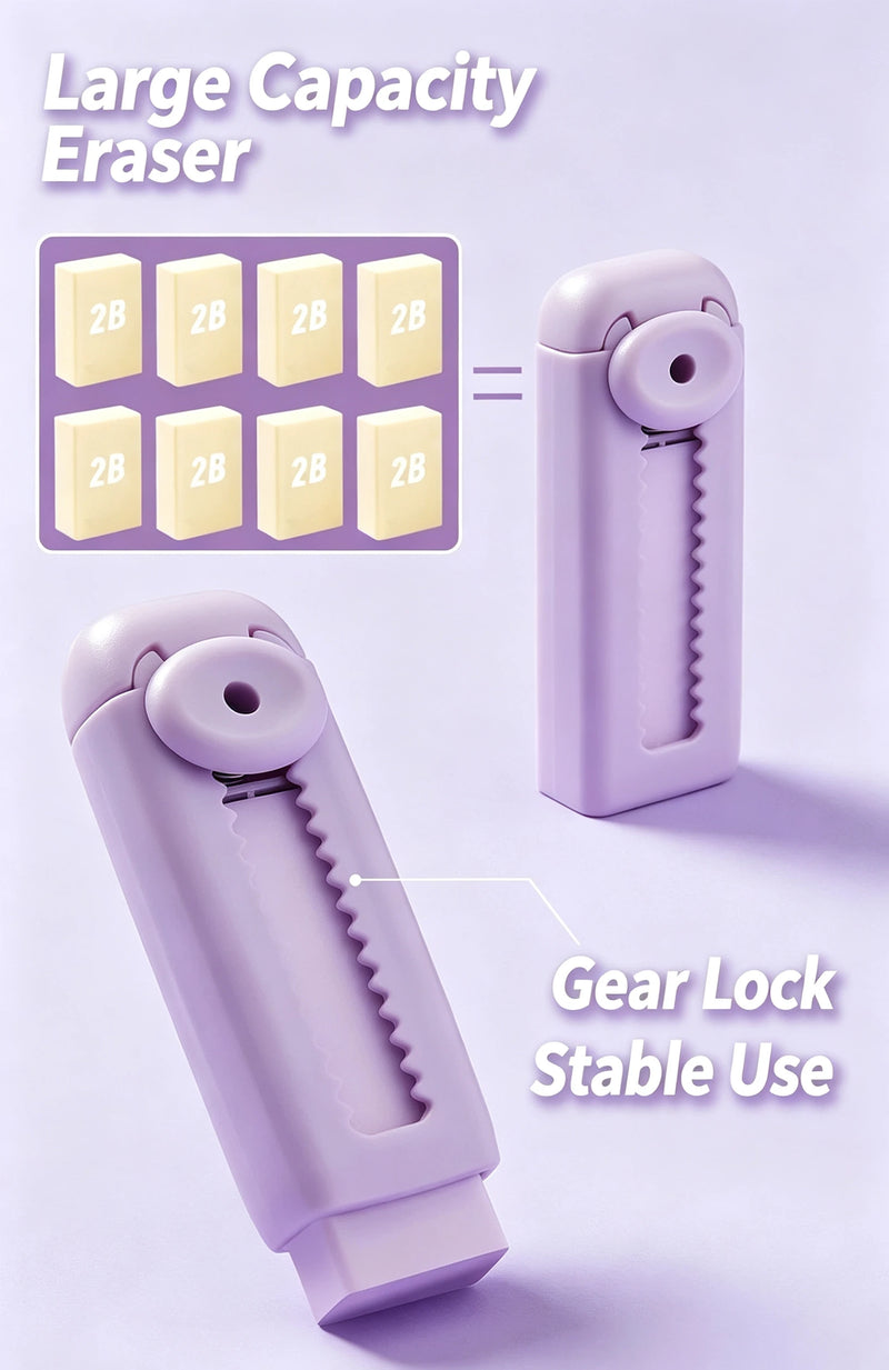 Push Pull Eraser for Children and Elementary School Students, Pencil Eraser Without Debris, Push-Pull Lock Eraser, Stationery