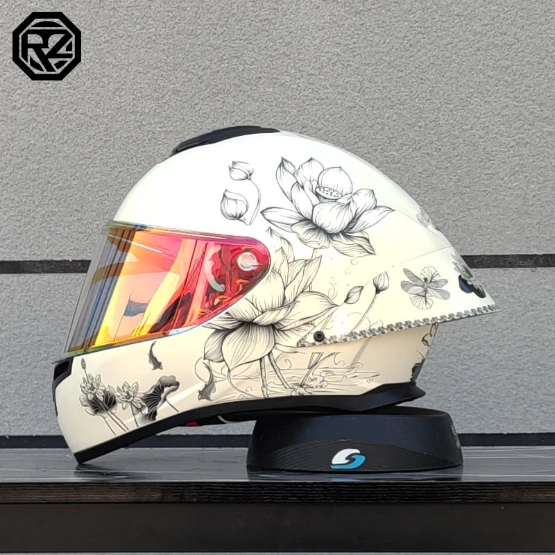 ORZ Motorcycle Helmet with Customized Large Rear Wing Full Face Adult Racing Capacetes de Moto DOT Approved