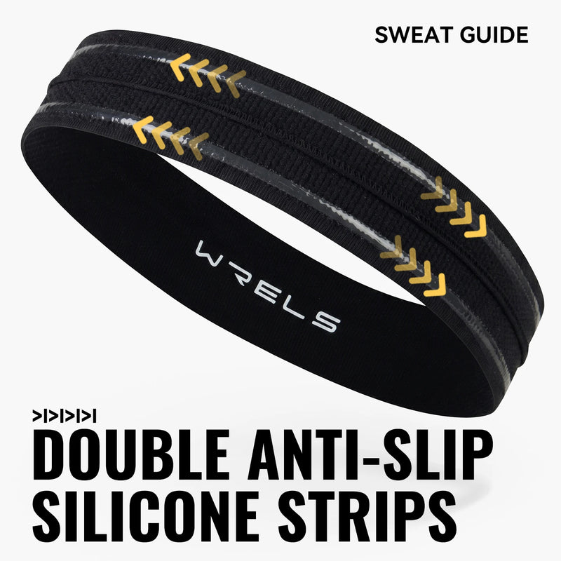 WRELS Sweatband Absorbent Sports Headband Silicone Anti Slip Hair Band Breathable Foldable Compact Men Women Running Headband