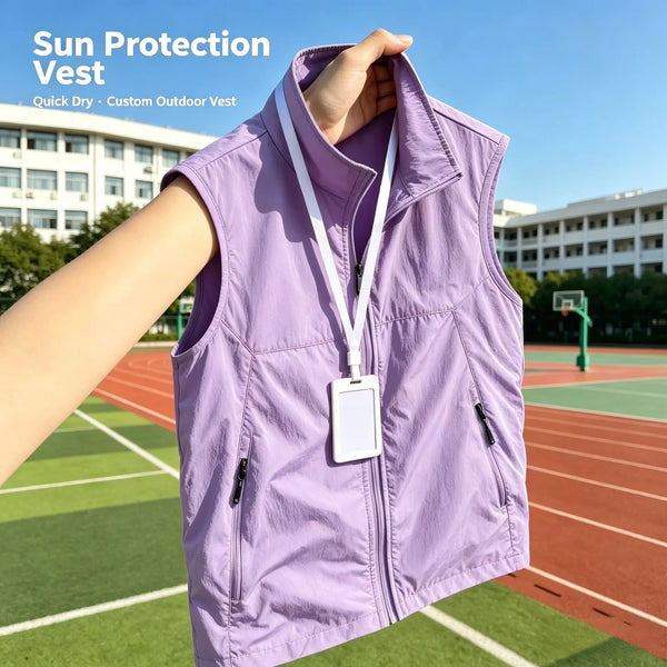 Lightweight quick-drying  waterproof outdoor stand-up collar work jacket customized with logo group activity vest work uniform
