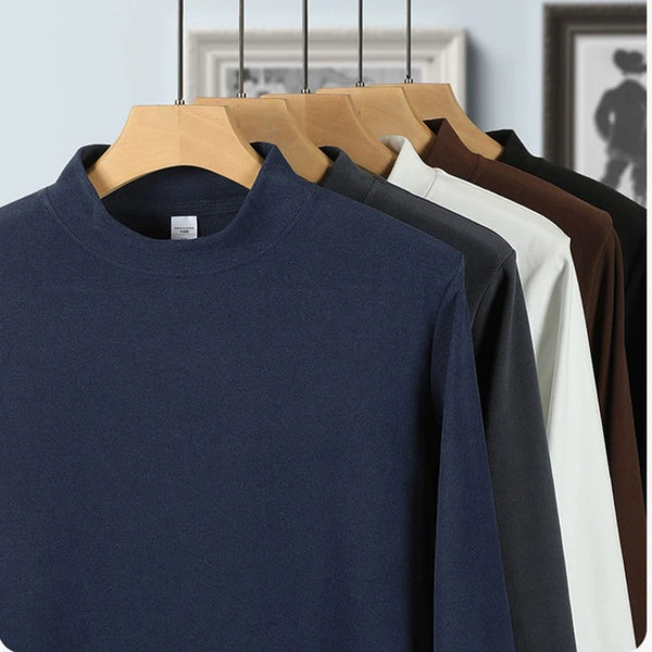 Men's 280g Double-Sided De Rong Thermal Long Sleeve High Collar Base Layer | Soft Stretch Warm T-Shirt for Winter