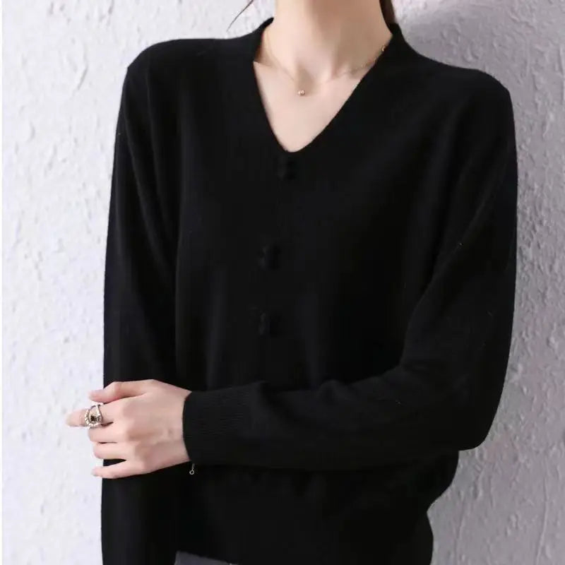 New Soft Warm Sweater Women 2026 Autumn Winter Clothes Long Sleeve Pullover Sweaters V Neck Slim Knitted Crop Tops Pull Femme