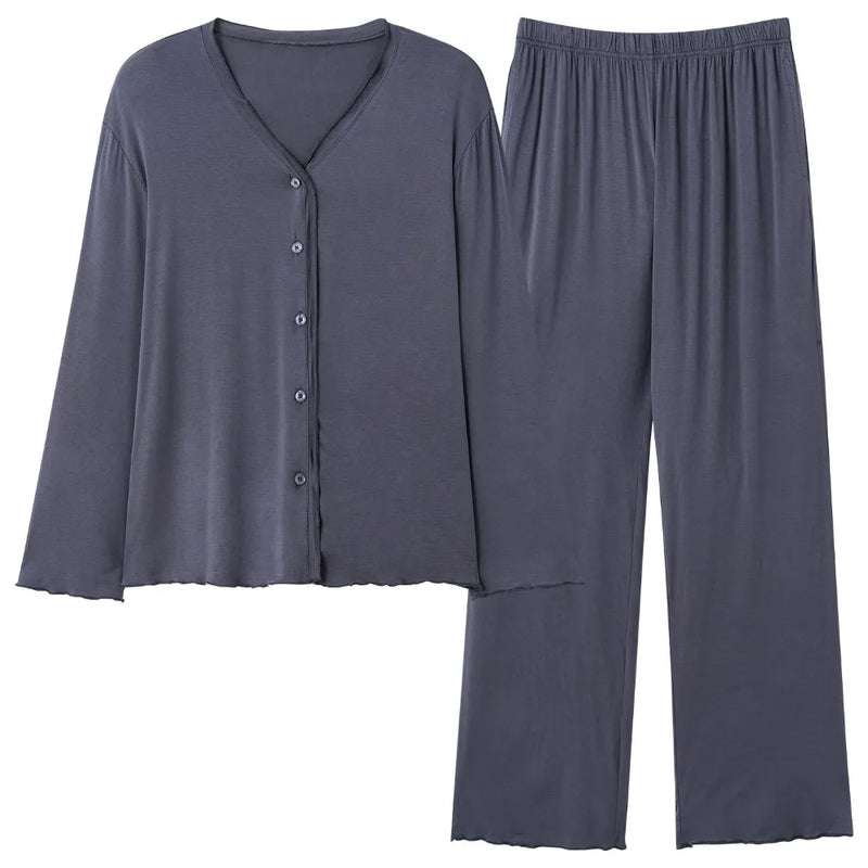 Women's Sleepwear 2 Piece Pyjamas Set Soft Long Sleeve Loungewear New Spring Autumn Home Suit Pajamas for Lady Homewear Set
