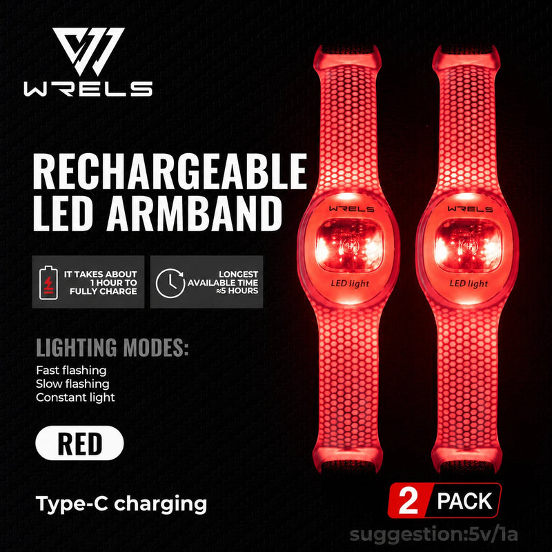 WRELS Arm Light Rechargeable LED Light Up Armband Waterproof Night Running Cycling Outdoor Safety Wristband Warning Light