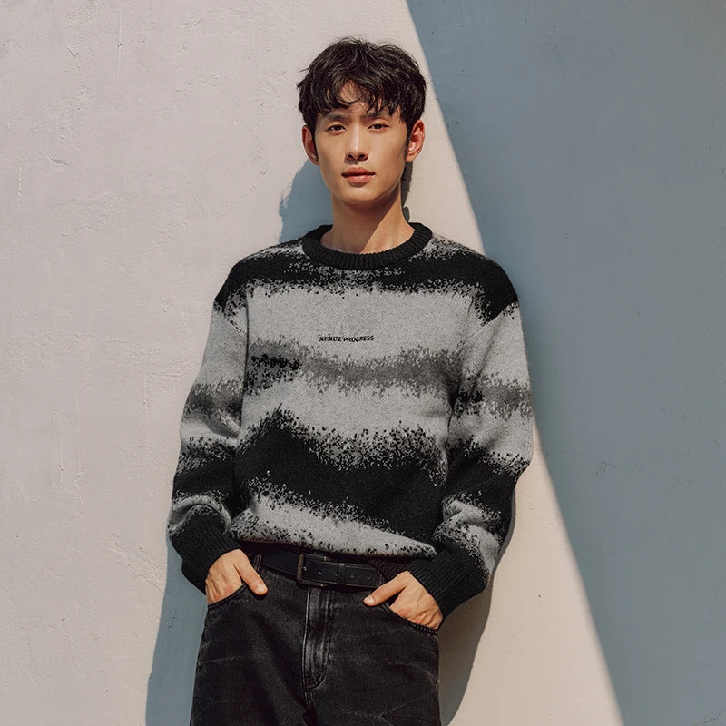 Semir Men Knit Sweater Letter Embroidery Loose Fit Crew Neck Traditional Style 2026 New Winter Daily Wear Urban Casual Style