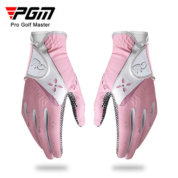 1 Pair Women's Golf Gloves PU Belt Non slip Particle Outdoor Sports Glove ST020
