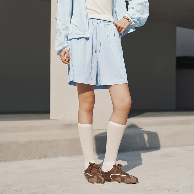 Semir Women Shorts Draping Ruffle Elastic Waist Loose Straight Shorts 2026 Summer Simple Casual
