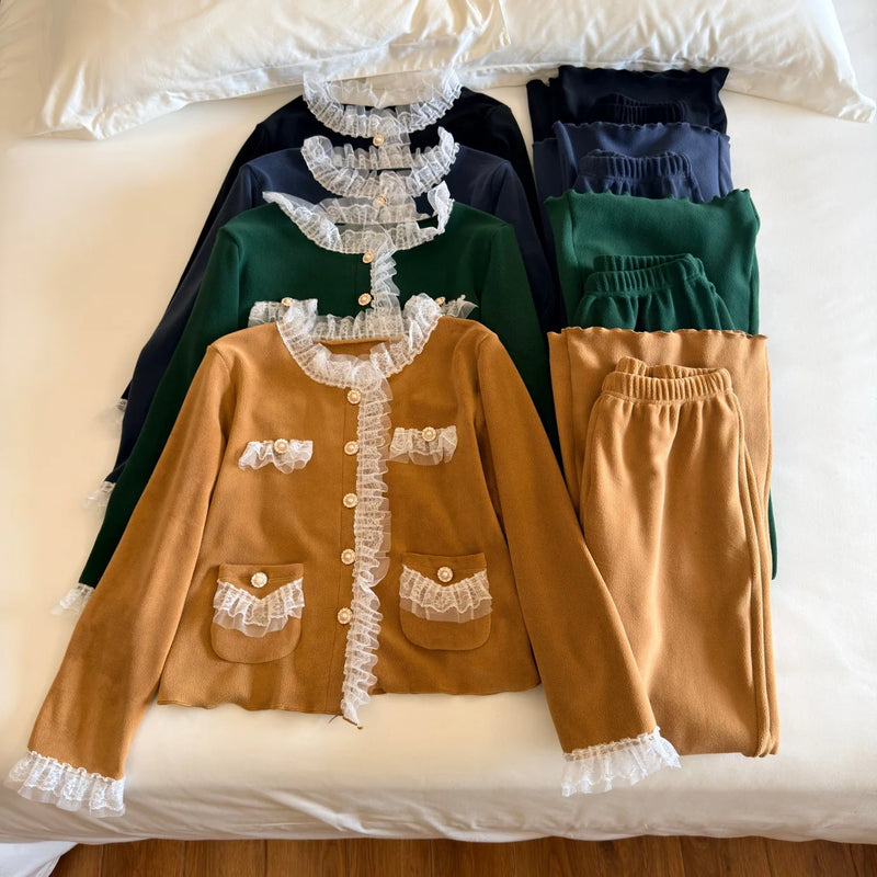 autumn and winter pajamas women's velvet autumn warm homewear