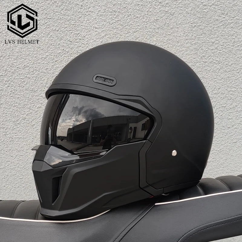 DOT approves adult retro motorcycle helmet modular detachable combination full helmet detachable semi covered pilot helmet