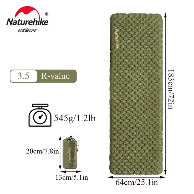 Naturehike Inflatable Mattress R3.2 R3.5 Air Bed Outdoor Camping Travel Ultralight Portable Moisture-proof Mat Sleeping Pad