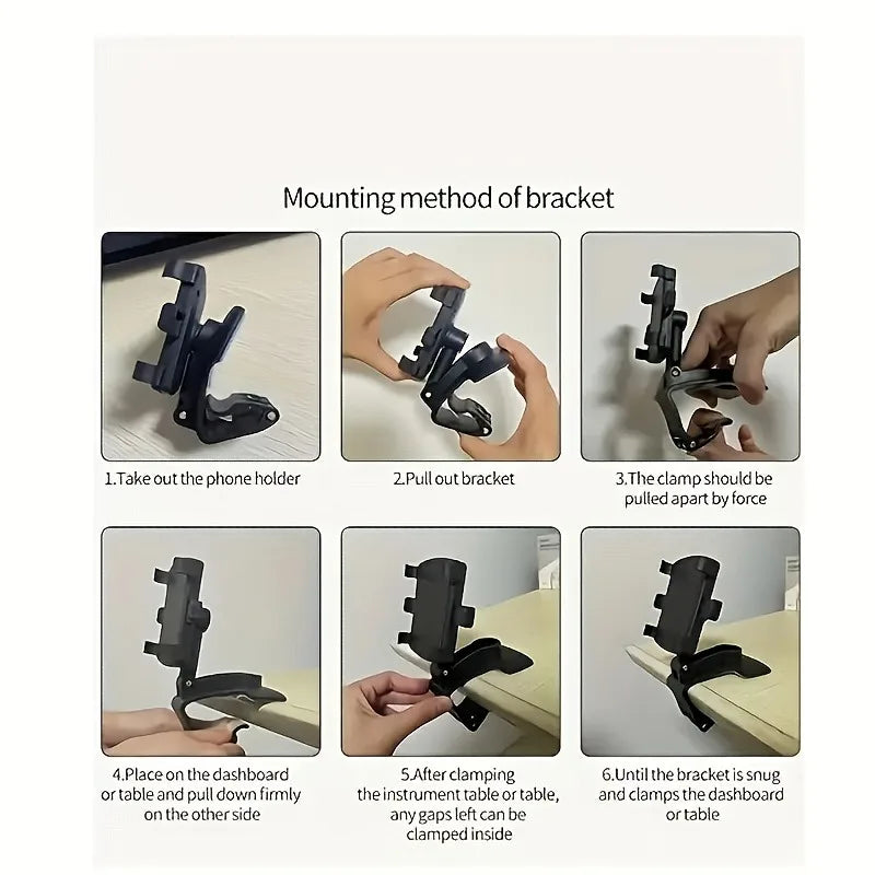 1pc 360° Rotating Car Phone Holder Suction & Adhesive Dashboard Mount ABS Stable Hands-Free Navigation Car Accessory.