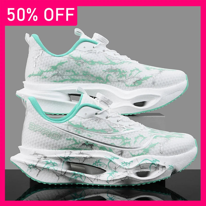 Mens Sneakers Rotating Buckle Mesh Breathe Hollow Out Soft Sole Fitness Shoes Summer Road Running Anti Slip Jogging Shoes Man