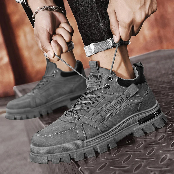 Men's boots four seasons new soft sole anti-slip comfortable outdoor casual work boots fashion Joker high top boots Safety shoes