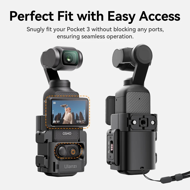 អាដាប់ទ័រពង្រីក Ulanzi PK-06 សម្រាប់ DJI Osmo Pocket 3 ជាមួយនឹងម៉ាញេទិករហ័សសម្រាប់ម៉ោនត្រជាក់សម្រាប់មីក្រូហ្វូនពន្លឺវីដេអូ Tripod Vlog