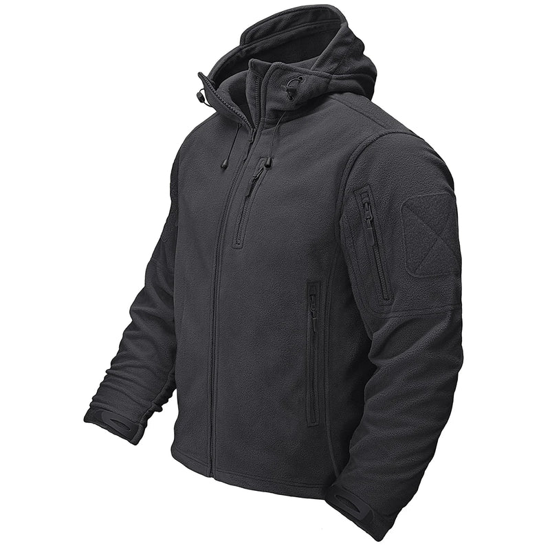 TACVASEN Fall Winter Men's Hooded Fleece Jacket Full Zip Up Soft Warmth Windproof Coat Outdoors Working Hiking Fishing Outerwear
