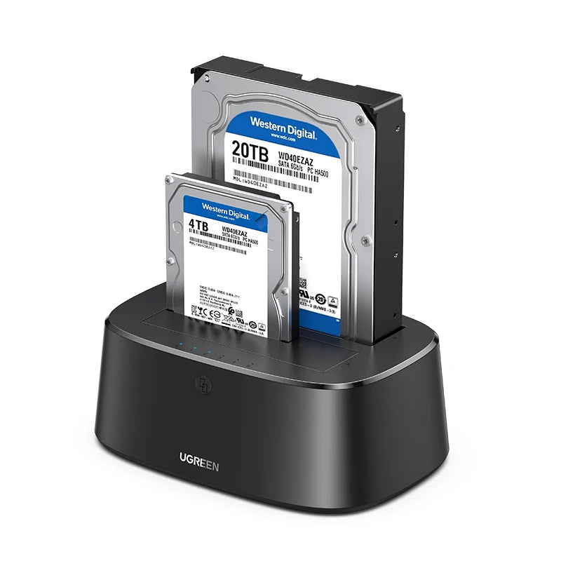 UGREEN 5Gbps HDD Docking Station Dual-Bay EU Power SATA to USB 3.0 Adapter for 2.5 3.5 SSD Disk Case Hard Drive Enclosure