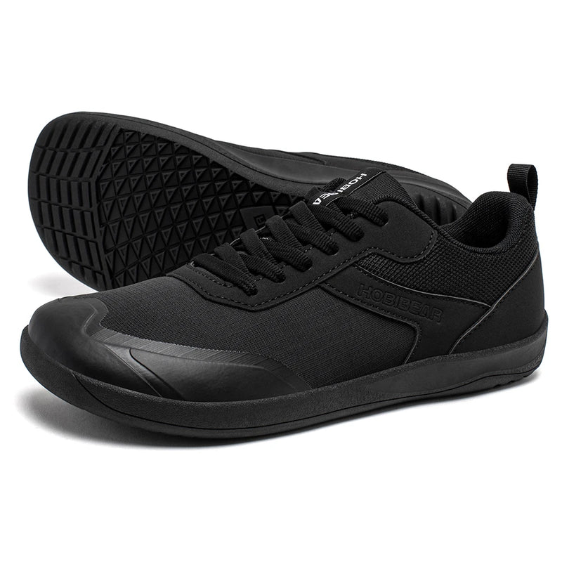 HOBIBEAR Wide Toe Shoes Mens Womens Minimalist Mesh Artificial Leather Sneakers Lace Up Lightweight Breathable Walking Shoes