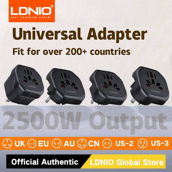 LDNIO ឧបករណ៍ភ្ជាប់ឌុយសម្រាប់ដោតឌុយសកល AU UK US EU ឧបករណ៍ប្តូរឌុយសម្រាប់ធ្វើដំណើរ អូស្ត្រាលី KR អឺរ៉ុប រន្ធដោតអគ្គិសនី ព្រីភ្លើង AC