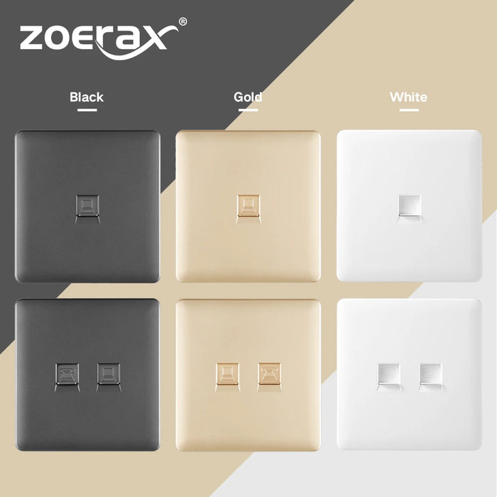 ZoeRax Ethernet Faceplate Single 1-Port/Double 2-Way RJ45 Socket Wall Plate for Ethernet Cable Networking Socket Box, 86x90mm