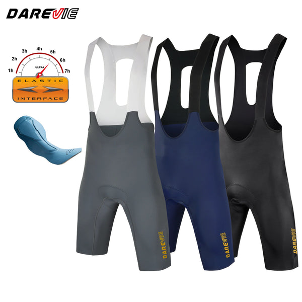 ខោខ្លីជិះកង់ DAREVIE ធ្វើពីក្រណាត់យឺត គ្មានថ្នេរ Interface® 80kg/m³ Pad ខោខ្លីជិះកង់បុរស ប្រឆាំងនឹងកាំរស្មីយូវី មិនរអិល Bretelelle ជិះកង់បុរស