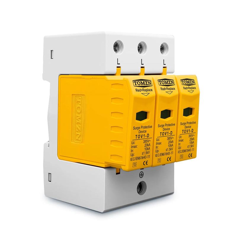 TOMZN AC SPD 3P 10-20KA 20-40KA 30-60KA 275V 385V House Surge Protector Protective Low-voltage  Arrester Device