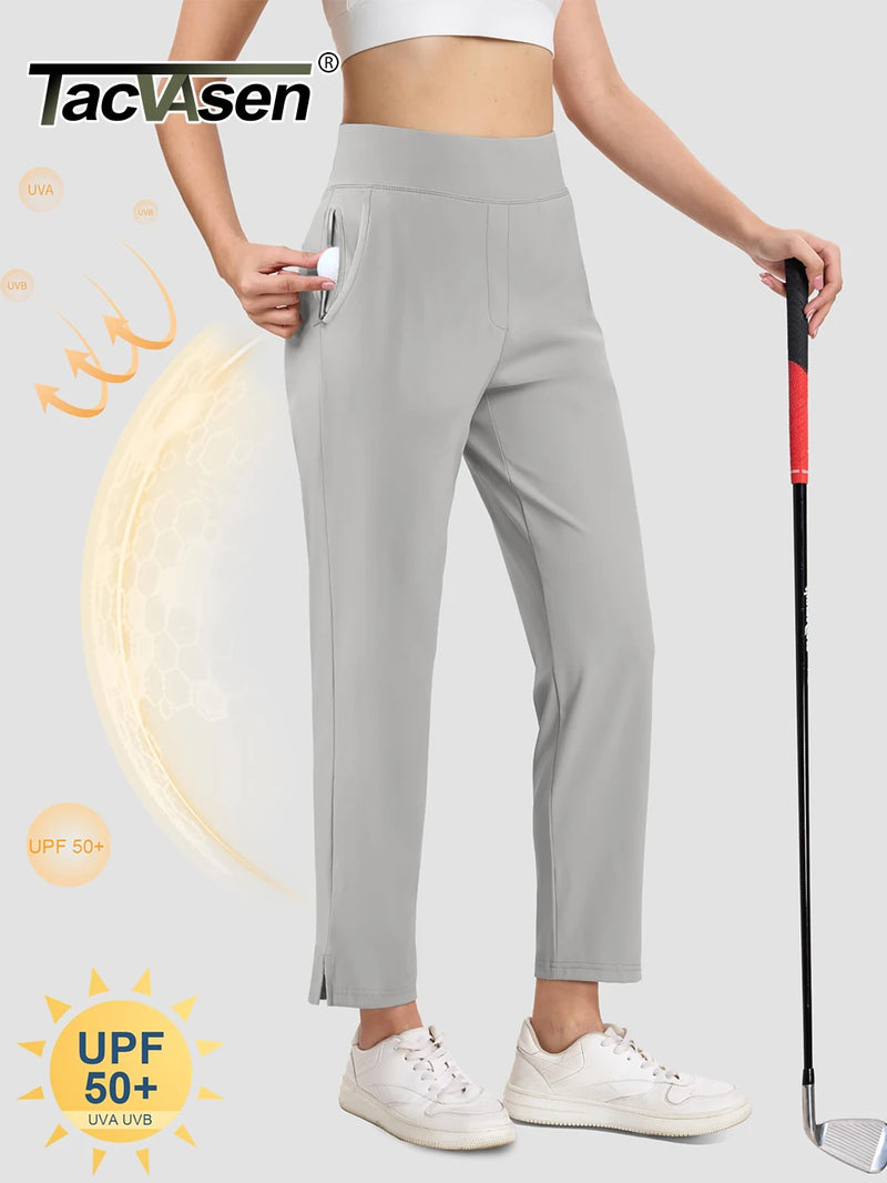 TACVASEN Golf Pants Womens UPF 50+ Lightweight Stretch High Waisted Pants Quick Dry Casual Work Trousers Travel Athletic Pants