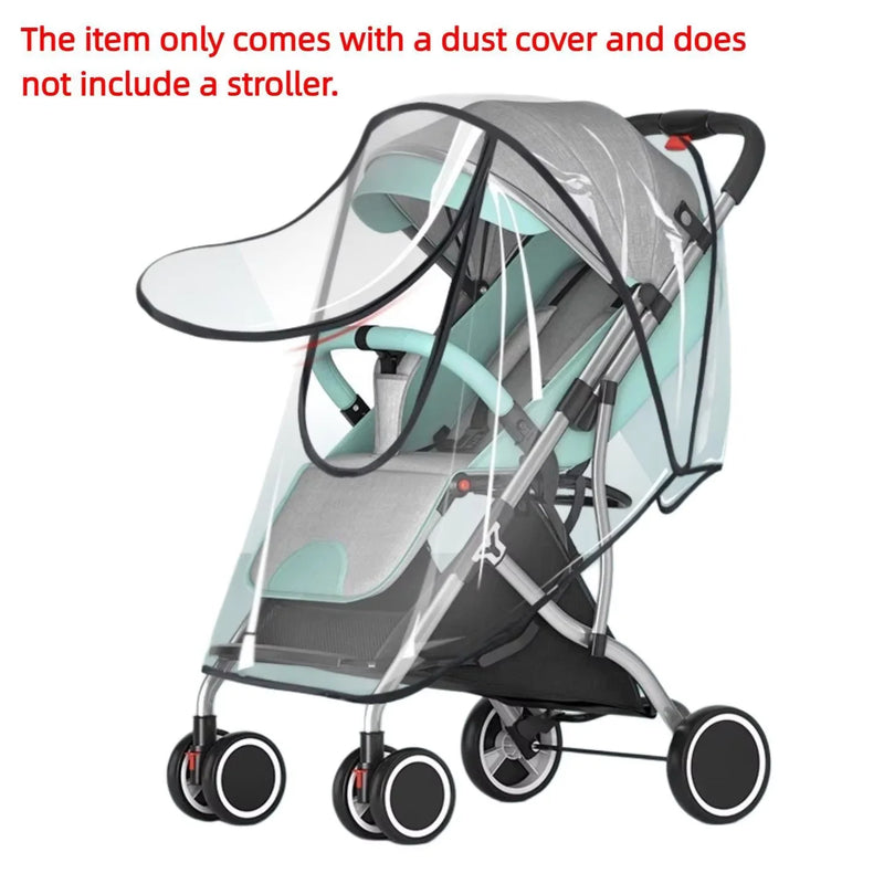 Universal Waterproof Pram Rain Cover Baby Stroller Accessories Transparent Wind Dust Shield Zipper Open for Pushchairs Raincoat