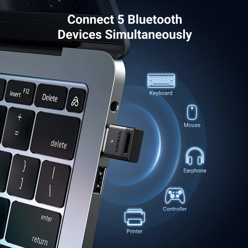 UGREEN Bluetooth 5.3 Adapter for PC USB Bluetooth 5.3 Receiver Dongle Wireless Computer Adapter For Mouse Keyboard Win 11/10/8.1