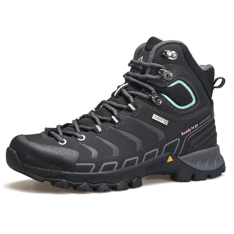 HUMTTO Waterproof Trekking Shoes Womens Luxury Designer Hiking Boots for Women Outdoor Climbing Sneakers New Leather Ankle Boots